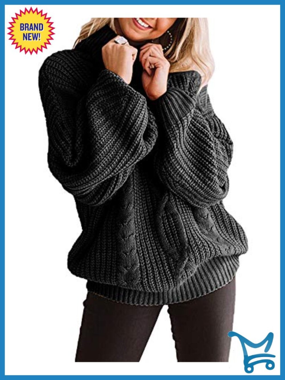 Womens Chunky Turtleneck Sweater Plus Size Cable Knit Pullover